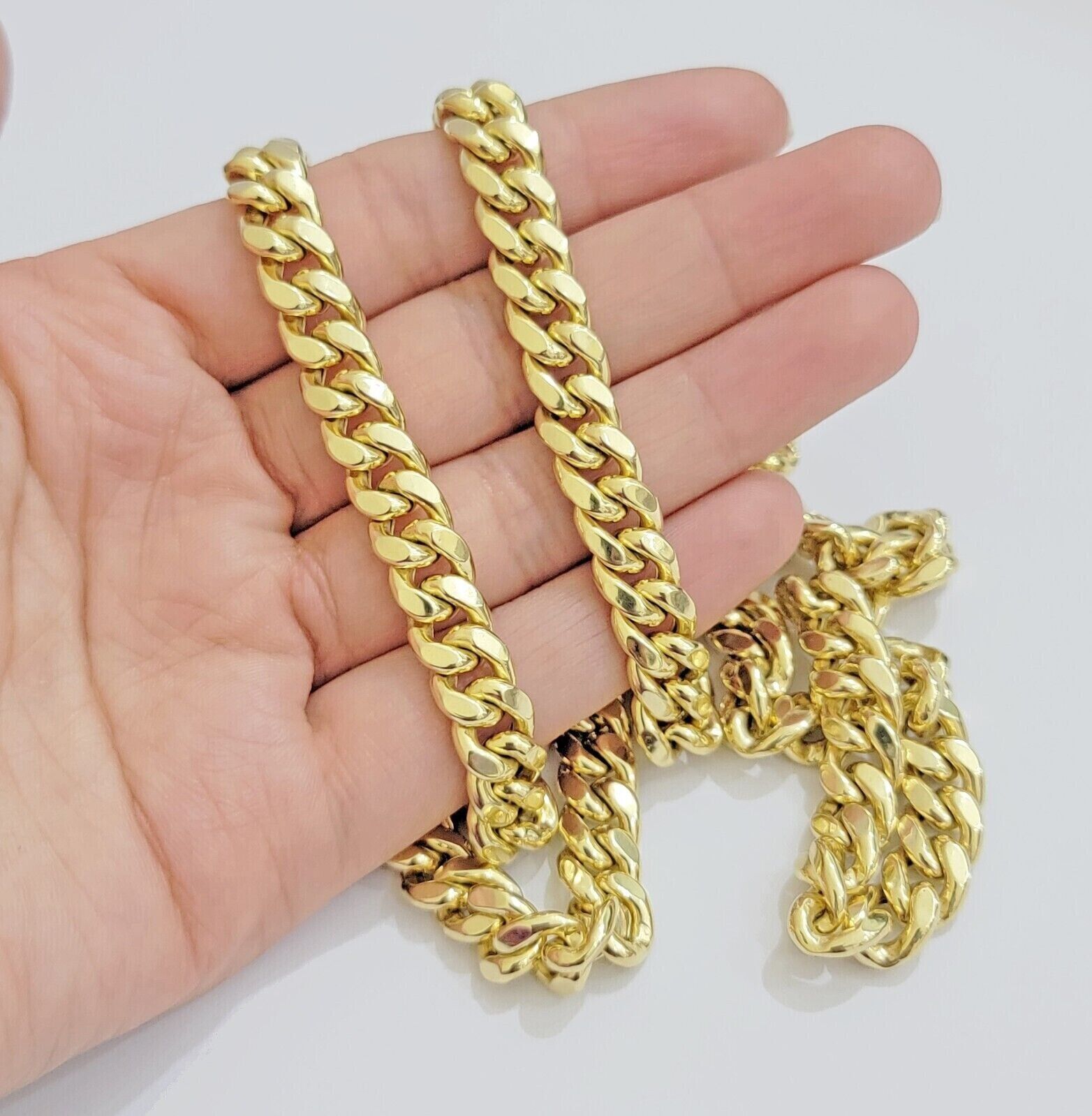 Real 14k Mens Chain Miami Cuban Link Necklace 22" 9mm 14KT Mens Real Gold Sale - GoldenlinQ